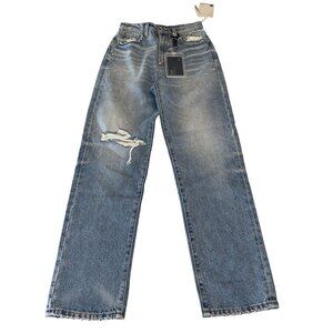 NWT Viavia The High + Straight Florence Wash Blue Denim Jeans Women's Size 25
